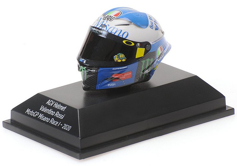 Helmet AGV MotoGP Misano Race 1 2020 Valentino Rossi (1/8 scale - 3cm) by minichamps