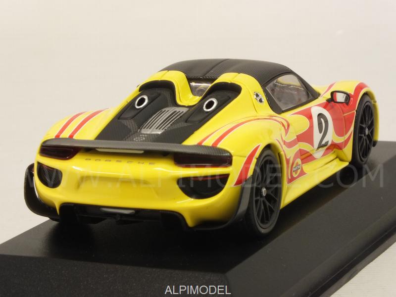 Porsche 918 Spyder Weissach Package Kyalami Racing Design 2015 (Yellow) - minichamps