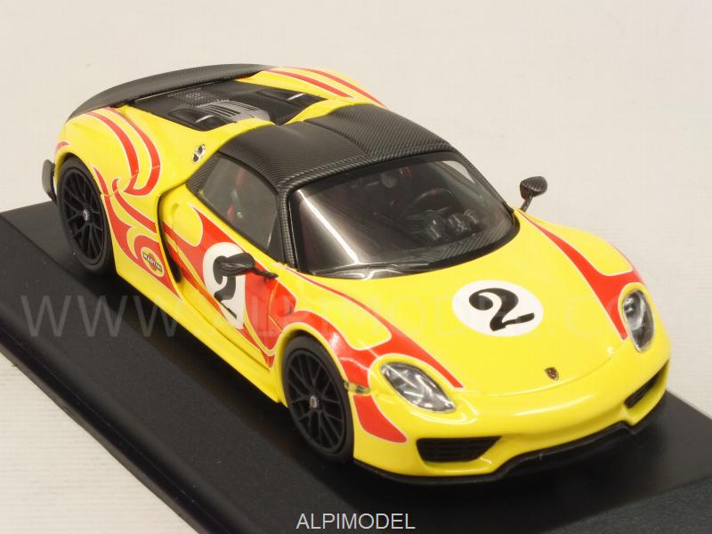 Porsche 918 Spyder Weissach Package Kyalami Racing Design 2015 (Yellow) - minichamps