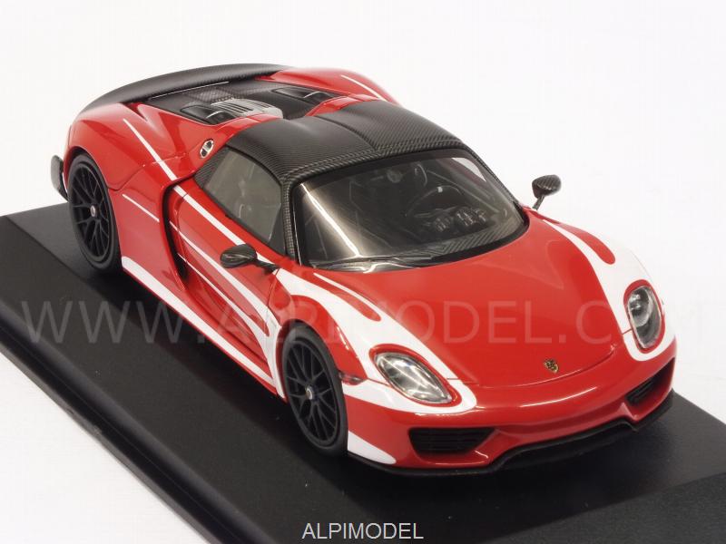 Porsche 918 Spyder Weissach Package Le Mans Racing Design 2015 (Red) - minichamps