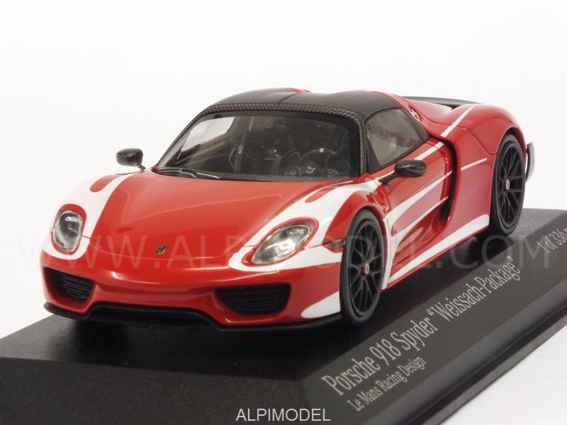 Porsche 918 Spyder Weissach Package Le Mans Racing Design 2015 (Red) by minichamps
