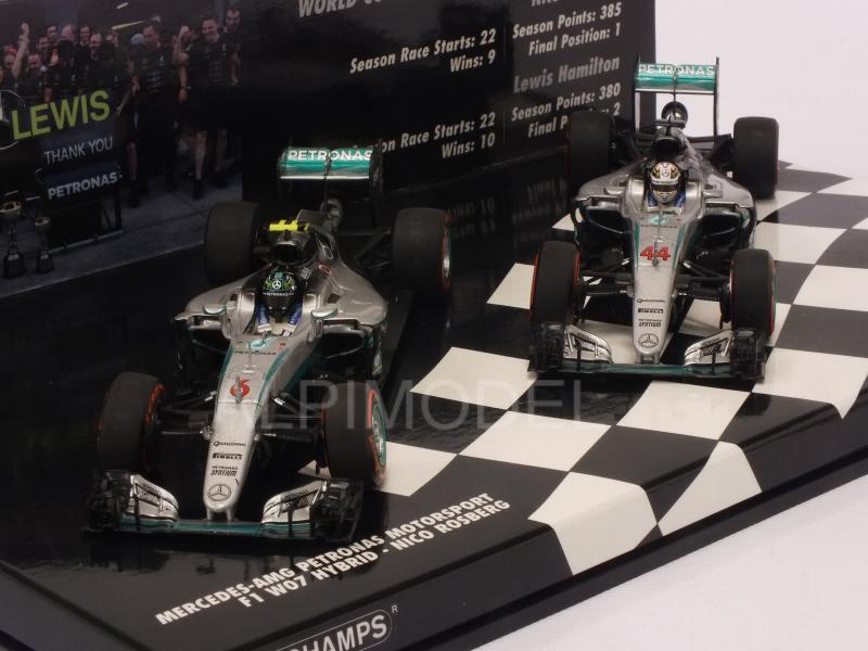 Mercedes W07 Costructor World Champion Set 2016 Nico Rosberg - Lewis Hamilton - minichamps