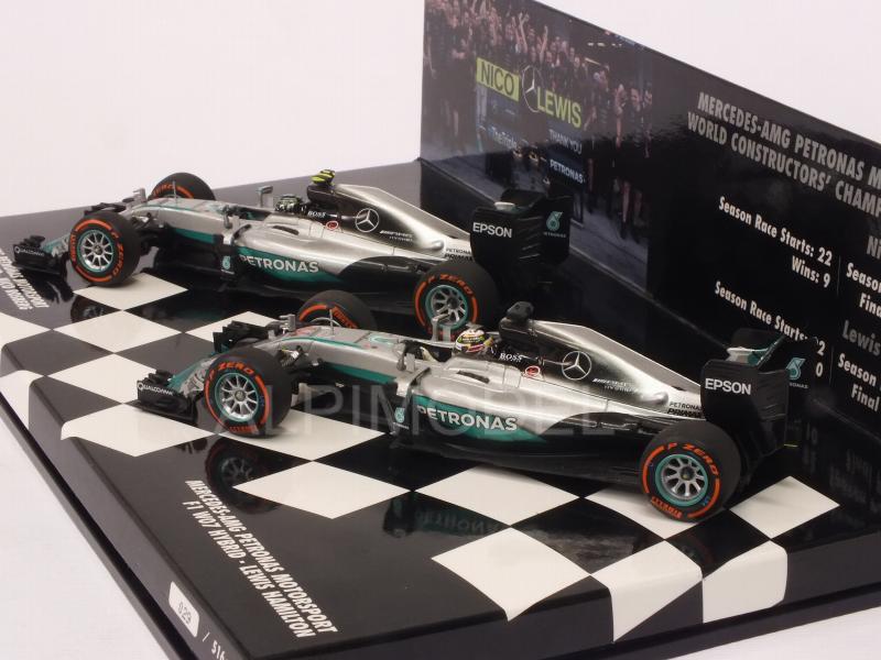 Mercedes W07 Costructor World Champion Set 2016 Nico Rosberg - Lewis Hamilton - minichamps