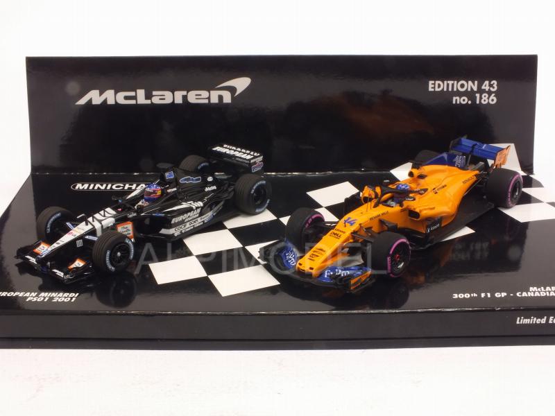 Minardi PS01 2001 & McLaren MCL33 Canadian GP 2018 - Fernando Alonso 300th GP Edition Set - minichamps