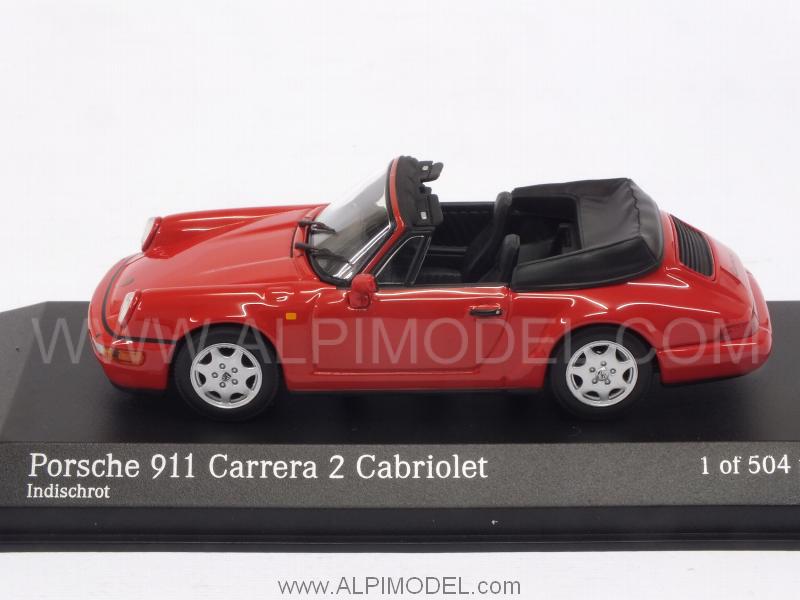 Porsche 911 Carrera 2 Cabriolet (964) 1990 (Indian Red) - minichamps