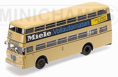Buessing D2U Doppeldecker Bus Mit Geschlossenem Heckeinstieg 1958 'MIELE' by minichamps