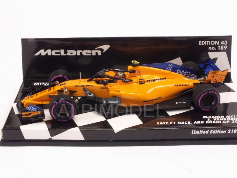 McLaren MCL33 #2 GP Abu Dhabi 2018 Stoffel Vandoorne Last F1 Race - minichamps