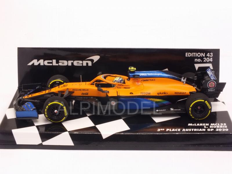 McLaren MCL35 Renault #4 GP Austria 2020 Lando Norris 3rd Place - minichamps