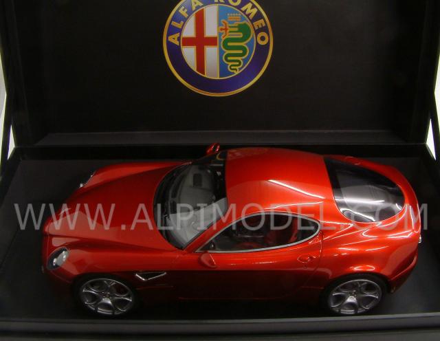Alfa Romeo 8C Competizione with red interiors  (no opening features) in Gift Box with leather base - mr-collection