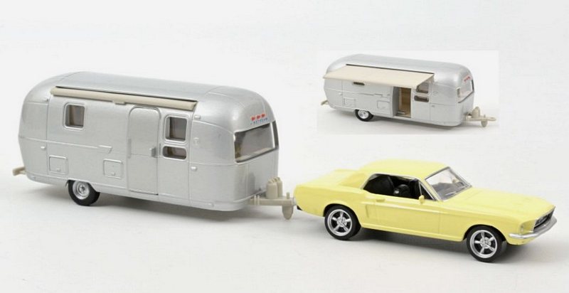 Ford Mustang 1968 (Light Yellow) and Airstream Caravan by norev