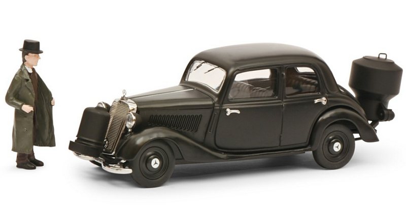 Mercedes 70V Holzvergaser 1949 (Black) with figure by schuco