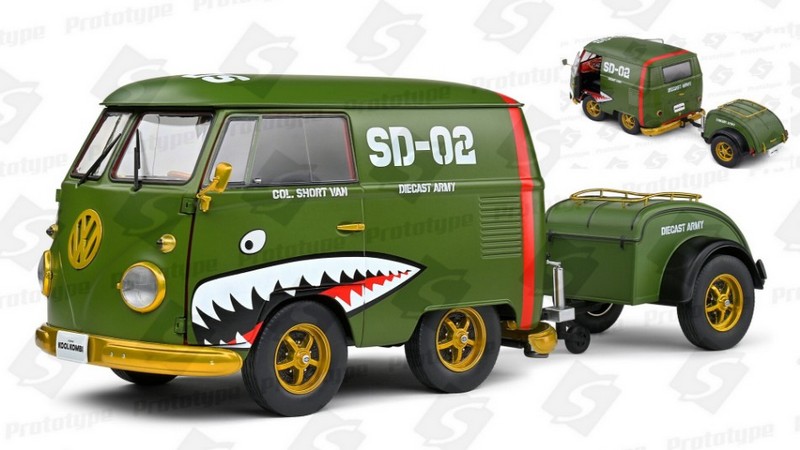 Volkswagen T1 Van Kool Combi with trailer 1950 (Green) by solido