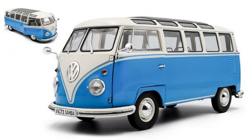 Volkswagen T1 Samba Minibus 1962 (Blue/White) by solido