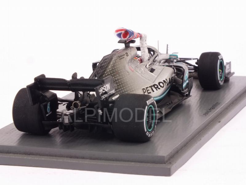 Mercedes W10 AMG #44 Winner British GP 2019 Lewis Hamilton (with flag) - spark-model