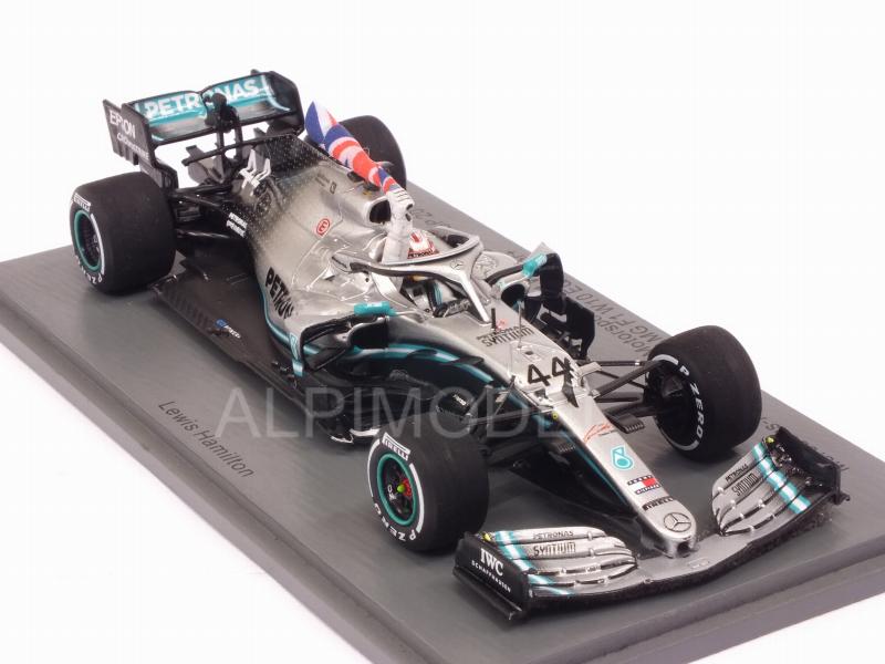 Mercedes W10 AMG #44 Winner British GP 2019 Lewis Hamilton (with flag) - spark-model