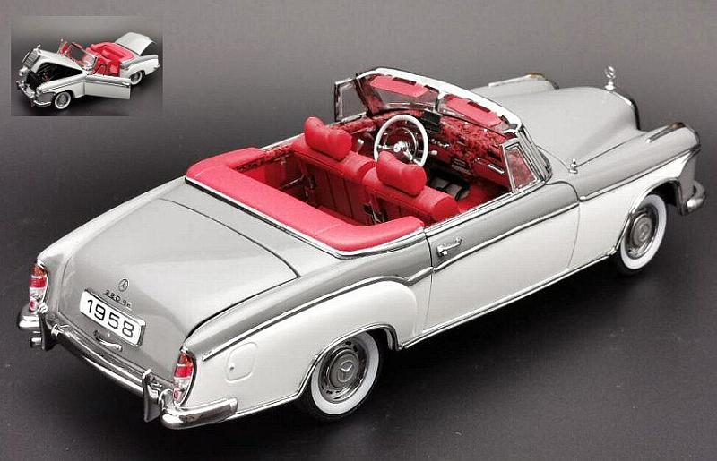 Mercedes 220 Se Convertible (w180 Ii) Grey With Canopy Open 1:18 by sunstar