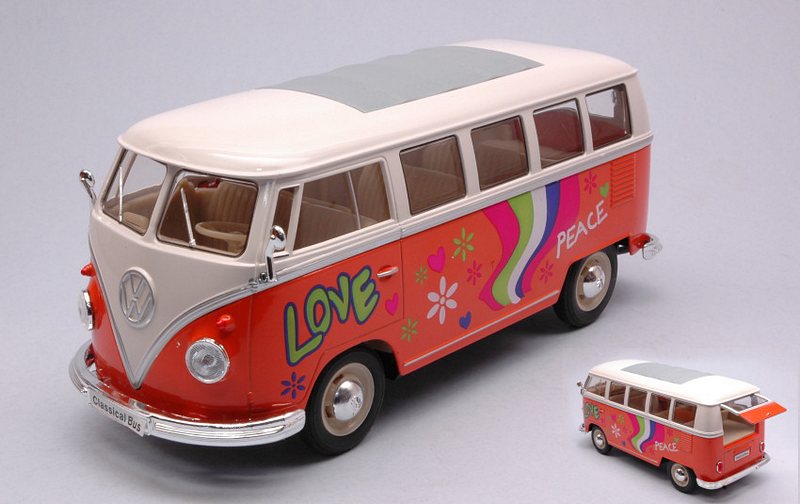 Volkswagen T1 Bus Flower Power (Orange) by welly