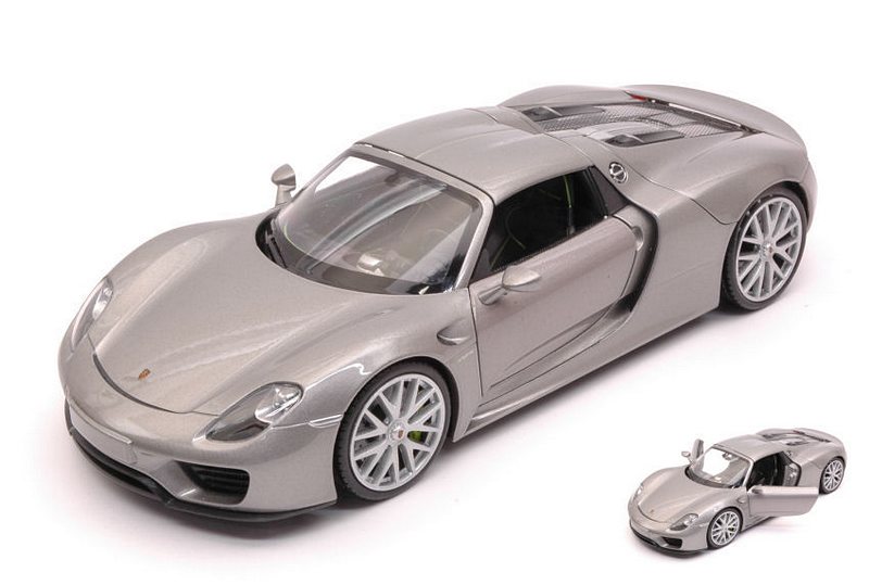 Porsche 918 Spyder Hard Top Closed 2013 (Grey Metallic) by welly