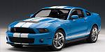 Ford Shelby Gt 500 2010 Blu/strisce Bianche 1:18