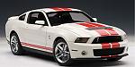 Ford Shelby Gt 500 2010 Bianco/strisce Rosse 1:18