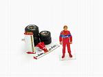 Didier Pironi figurine + Ferrari front and rear wings + qualifying tyres by BRUMM