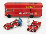 Ferrari Transporter Set Targa Florio OM 160 Rolfo + 2x Ferrari 312PB +drivers +mechanics