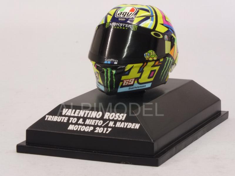 Helmet AGV Tribute Nieto-Hayden MotoGP 2017 Valentino Rossi  (1/8 scale - 3cm) by minichamps