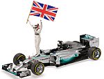 Mercedes AMG F1 W05 Winner GP Abu Dhabi 2014 World Champion Lewis Hamilton With Figurine & Flag