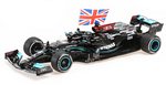 Mercedes W12 AMG #44 Winner British GP 2021 Lewis Hamilton (with flag) by MINICHAMPS