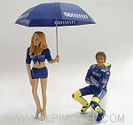 Valentino Rossi + Grid Girl Ombrellina (2 figures) World Champion MotoGP 2004 Lim.Edit.576pcs. by MINICHAMPS