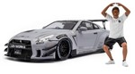 Nissan GT-R (R35)  Liberty Walk Coupe (Grey) with A.D..figure 2018 by SOLIDO
