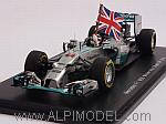 Mercedes F1 W05  #44 Winner GP Abu Dhabi 2014   World Champion 2014 Lewis Hamilton with flag